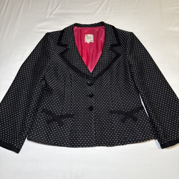 Nanette Lepore Blazer Jacket Womens Sz 10 Black Geometric Fitted Wool Blend EUC - Picture 1 of 11